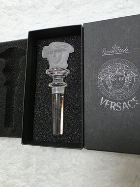 NEW Rosenthal Versace Medusa Clear Crystal Bottle Stopper Austria w/Original Box